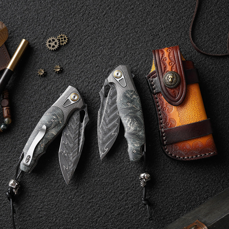 Obsidian Edge - Damascus Steel Folding Knife