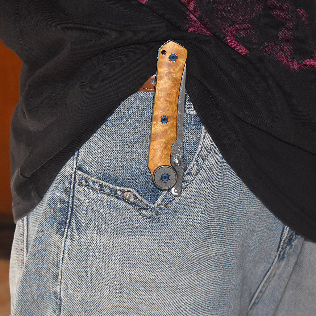 SolarFlame - Damascus EDC Folding Knife