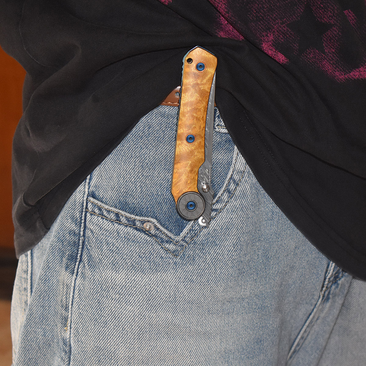 SolarFlame - Damascus EDC Folding Knife