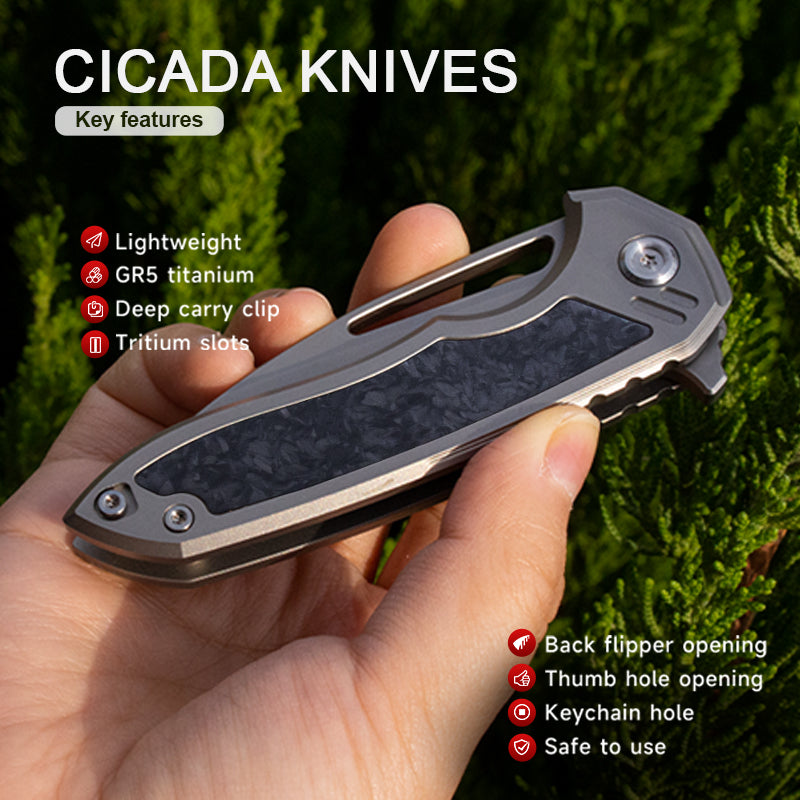 The Cicada Knife: Ti Handle with M390 Blade EDC Knife