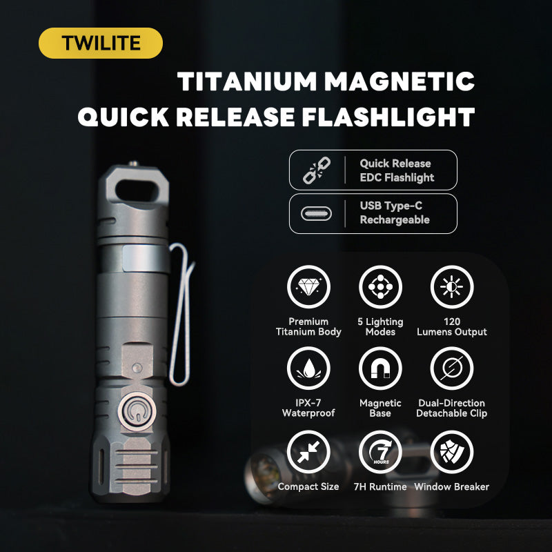 TwiLite - Titanium Magnetic Quick Release Flashlight