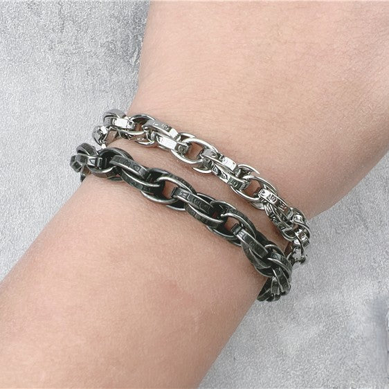 Vintage Six-Character Mantra Twisted Dragon Bone Titanium Steel Bracelet