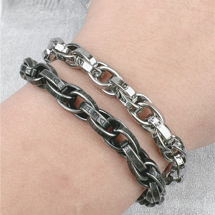 Vintage Six-Character Mantra Twisted Dragon Bone Titanium Steel Bracelet