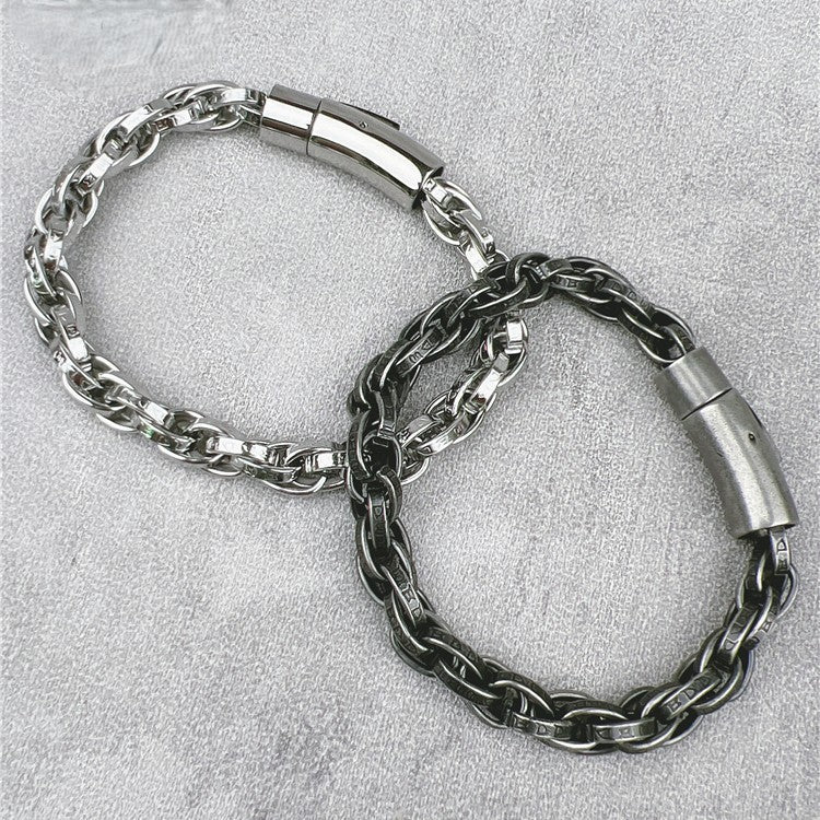 Vintage Six-Character Mantra Twisted Dragon Bone Titanium Steel Bracelet