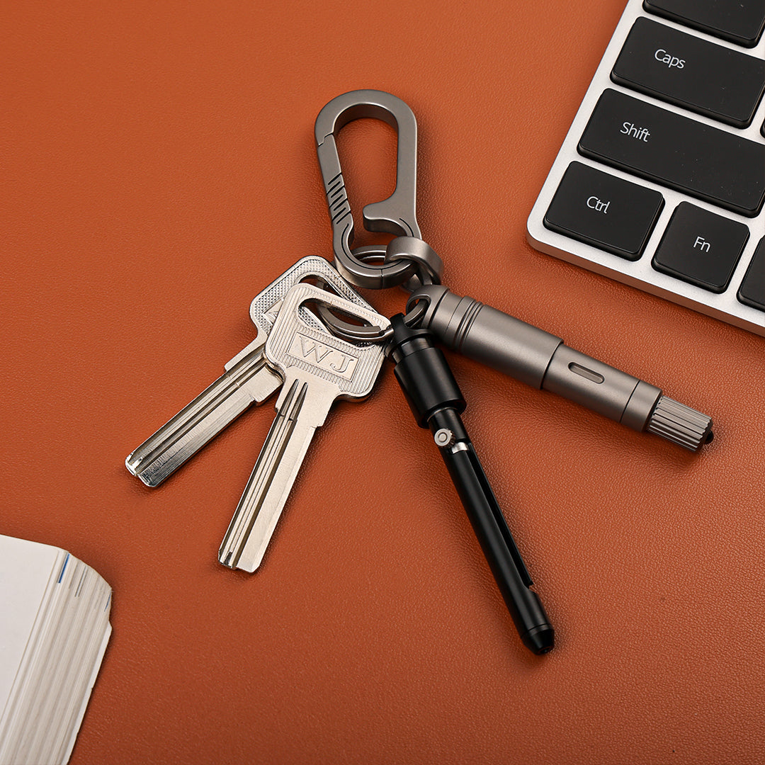 Titanium EDC Keychain Duo – Quick-Release Toothpick & Mini Pen Knife Bundle