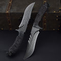 WolfSoul Damascus Knife — VG10 Core, Ebony Handle, Hand-Carved Collectible Blade