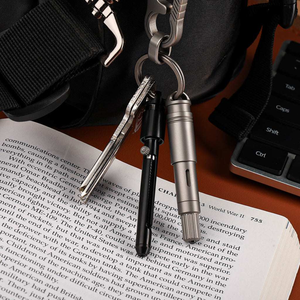 Titanium EDC Keychain Duo – Quick-Release Toothpick & Mini Pen Knife Bundle
