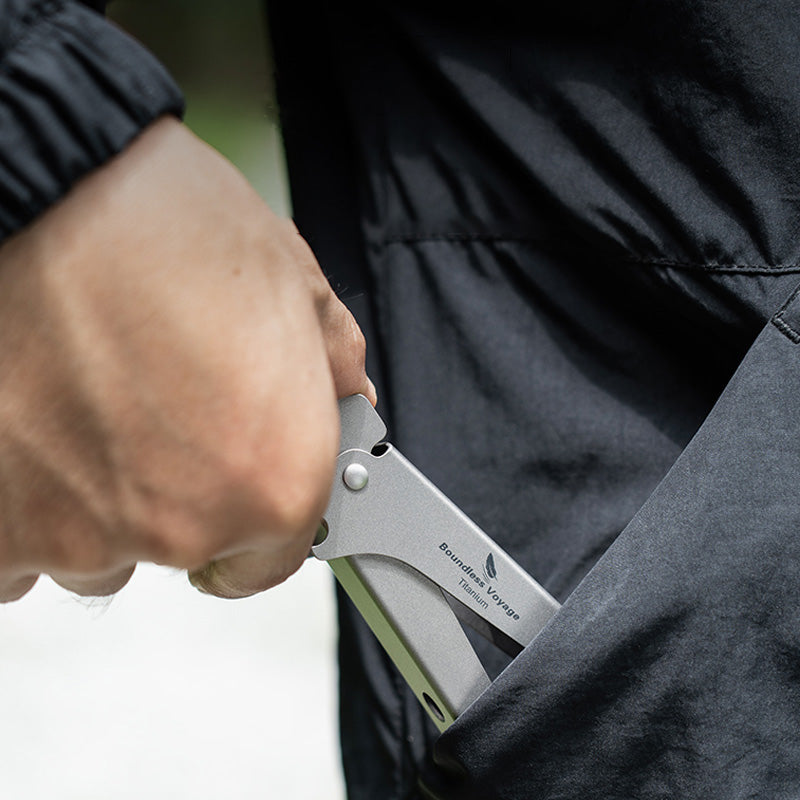 Pure Titanium Camping Tongs:Heat-resistant Pot Clip & Bottle Opener Wrench