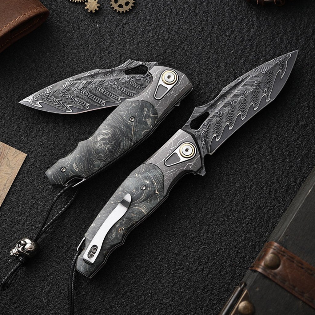 Obsidian Edge - Damascus Steel Folding Knife