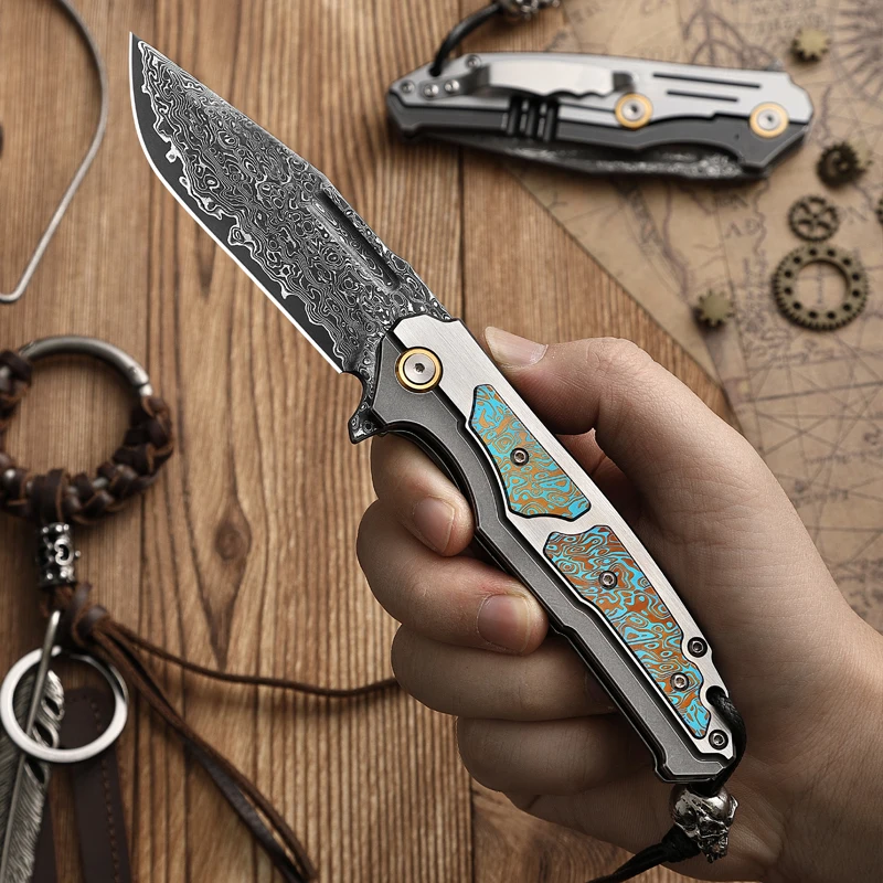 Goliath Rex – Handcrafted Damascus Steel Folding Knife