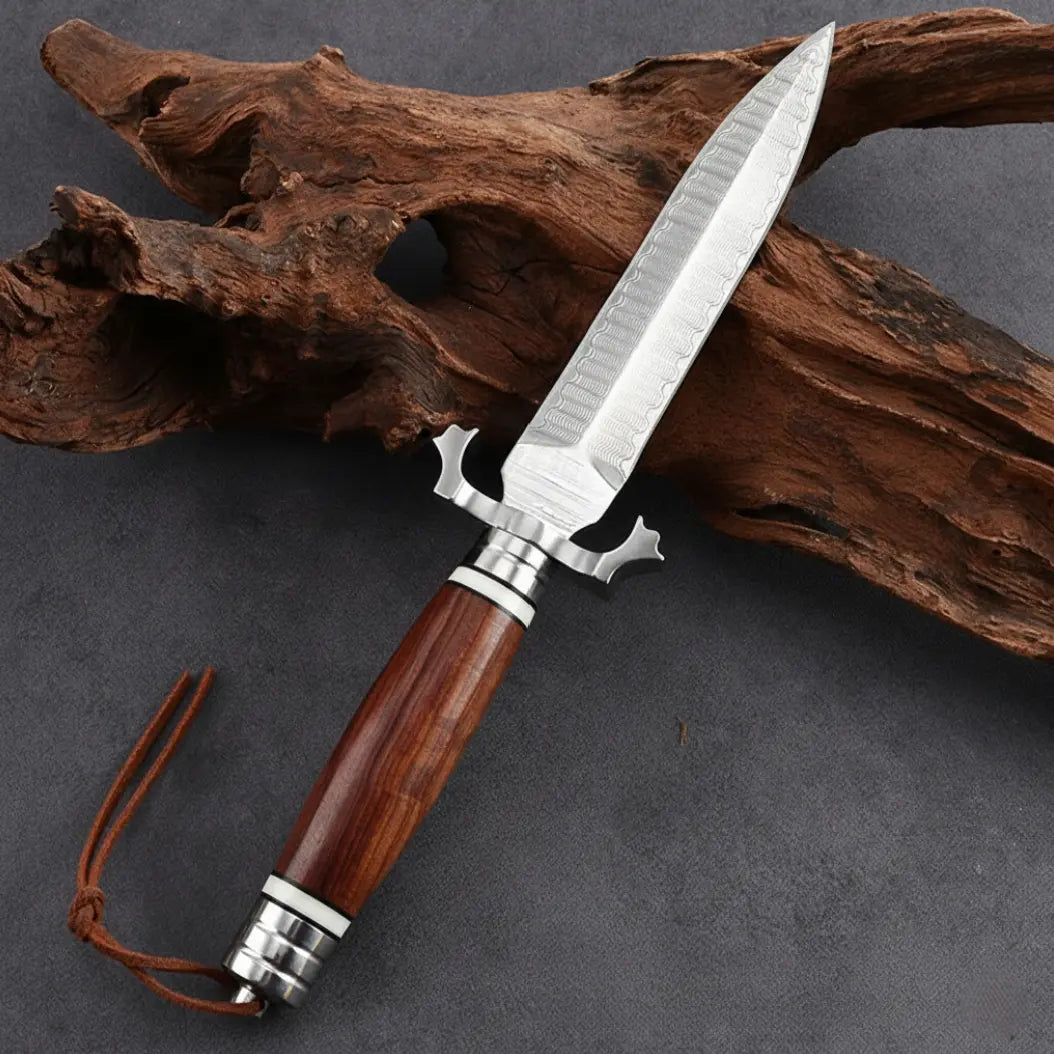 Excalibur Elite | Handcrafted Damascus Steel EDC Fixed Blade Outdoor Hunting Knife