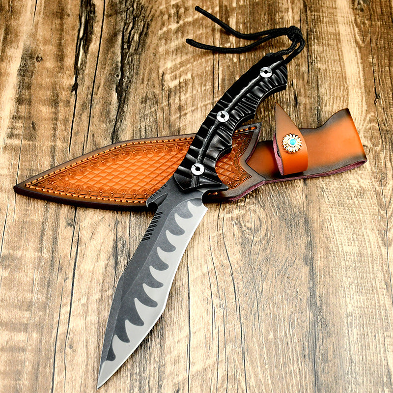 Tiger Fang Tactical Fixed Blade Knife – DC53 Steel, Ebony Handle