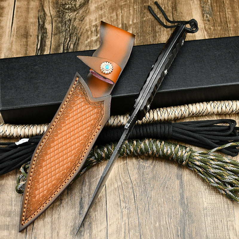 Tiger Fang Tactical Fixed Blade Knife – DC53 Steel, Ebony Handle