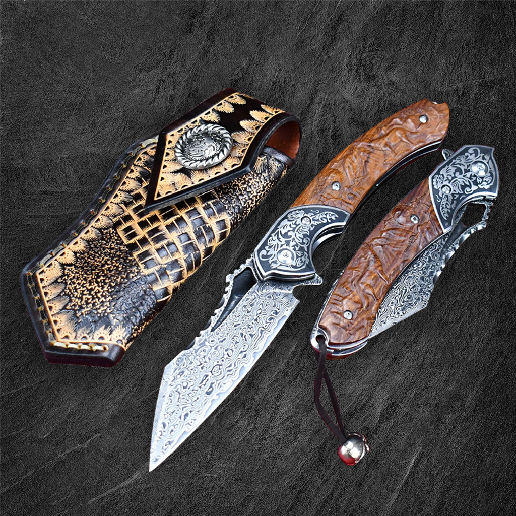 AetherEdge - Damascus Steel Folding Knife