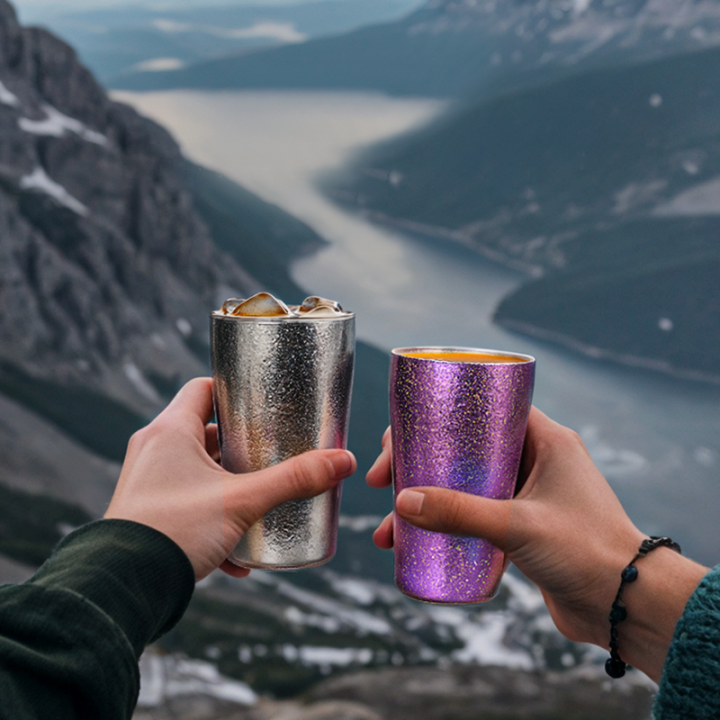 Aurora Cup – Double-Wall Titanium Crystal Beer Camping Mug