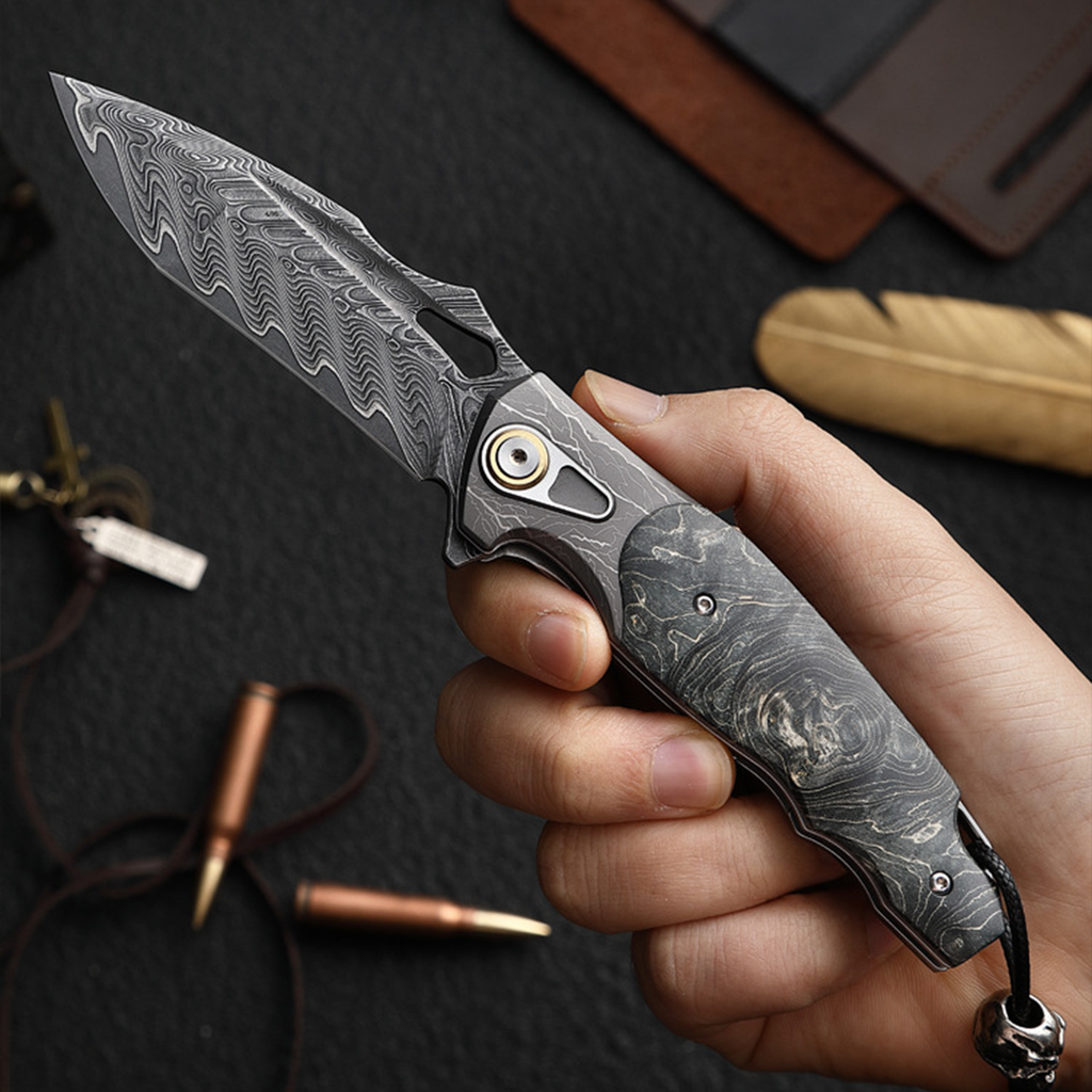 Obsidian Edge - Damascus Steel Folding Knife