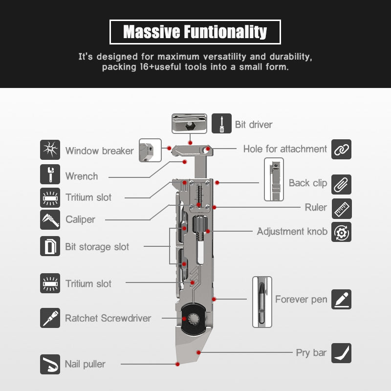 The PryMax 2.0: All-In-1 Titanium Multi-function Pry Bar
