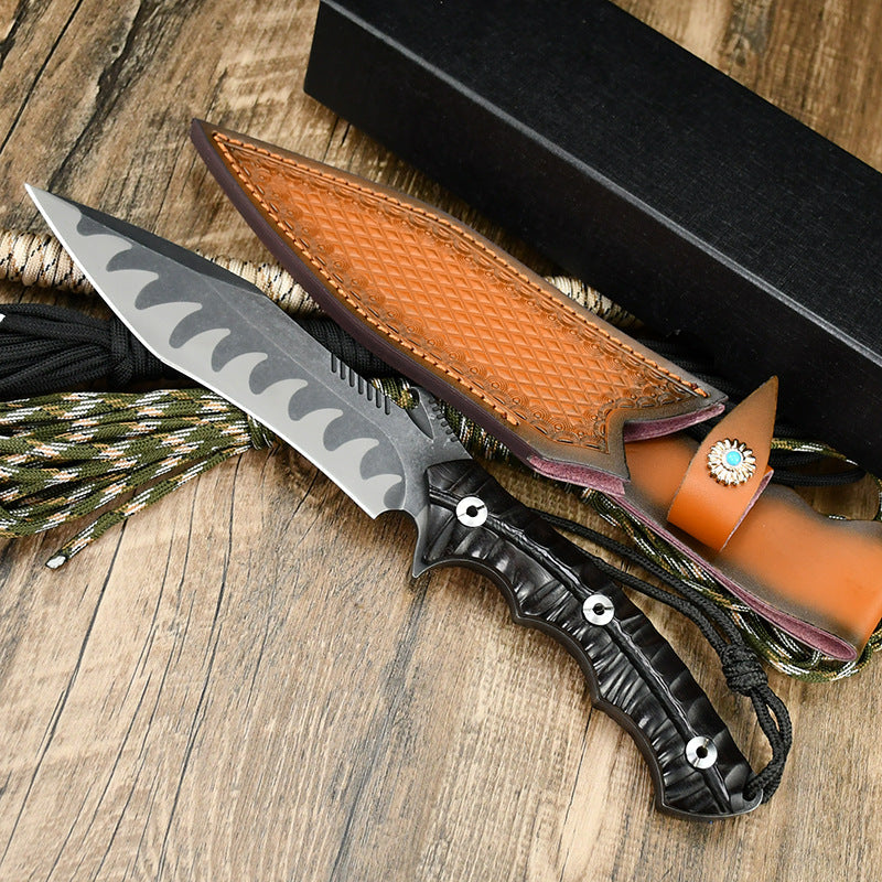 Tiger Fang Tactical Fixed Blade Knife – DC53 Steel, Ebony Handle