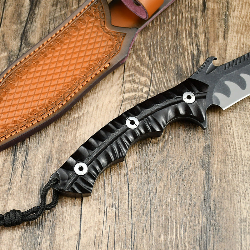 Tiger Fang Tactical Fixed Blade Knife – DC53 Steel, Ebony Handle