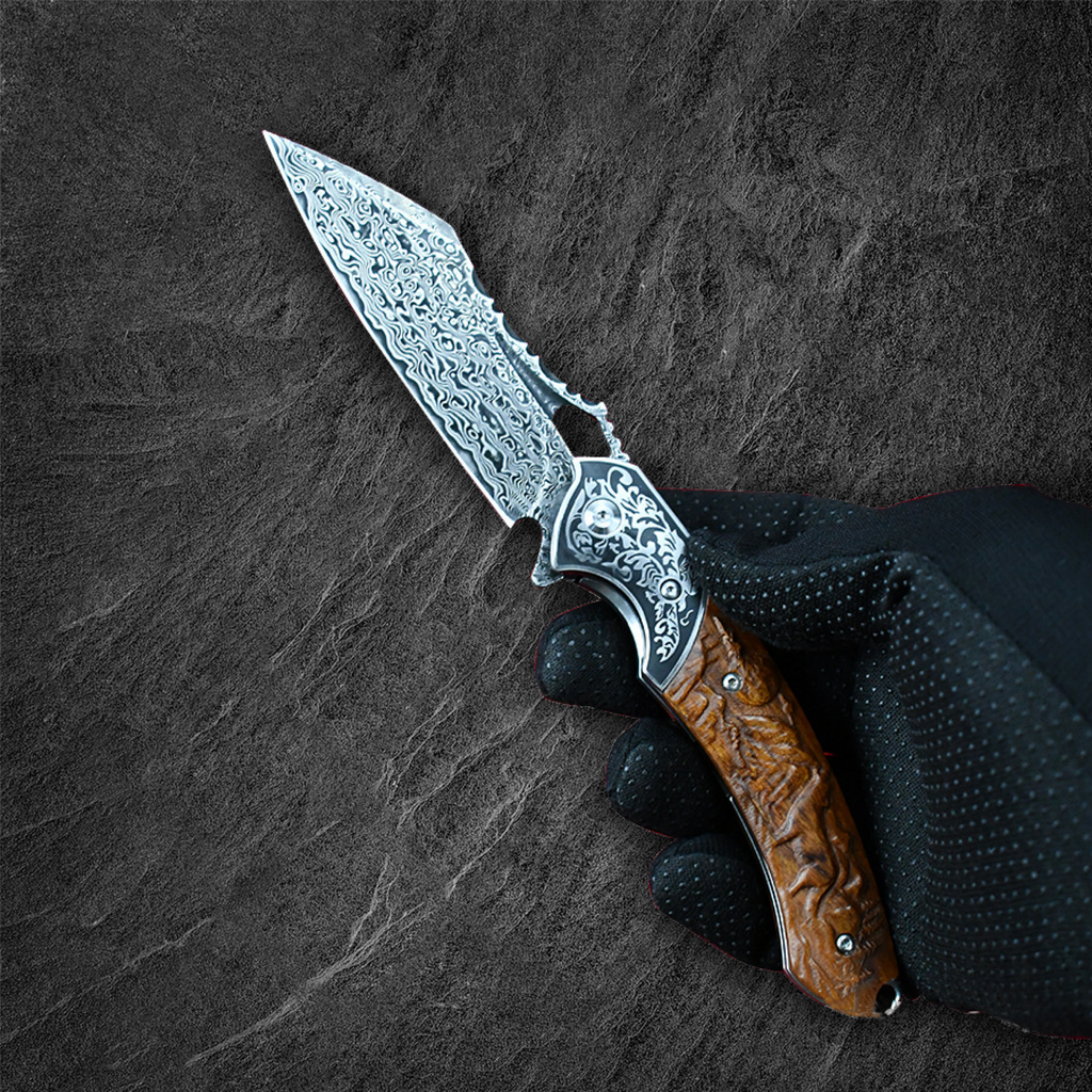 AetherEdge - Damascus Steel Folding Knife