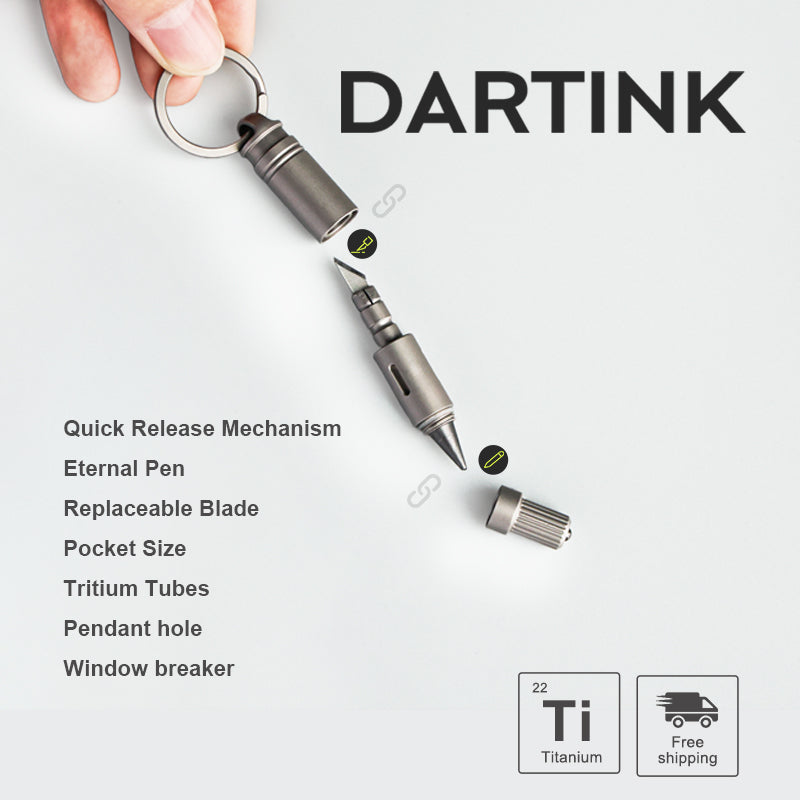 DartInk – Quick-Release Titanium Mini Pen & Knife