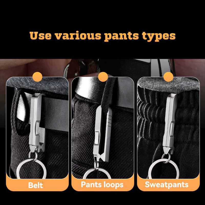 Quick-Release Titanium Keychain Clip with Tweezers