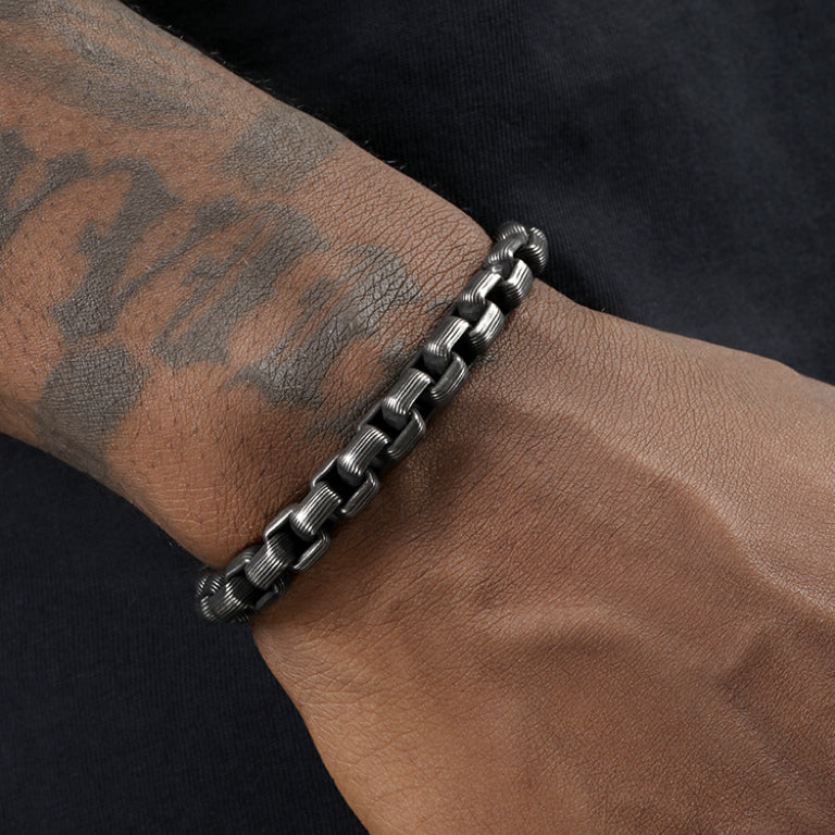 RustEdge – Titanium Steel Industrial Punk Bracelet