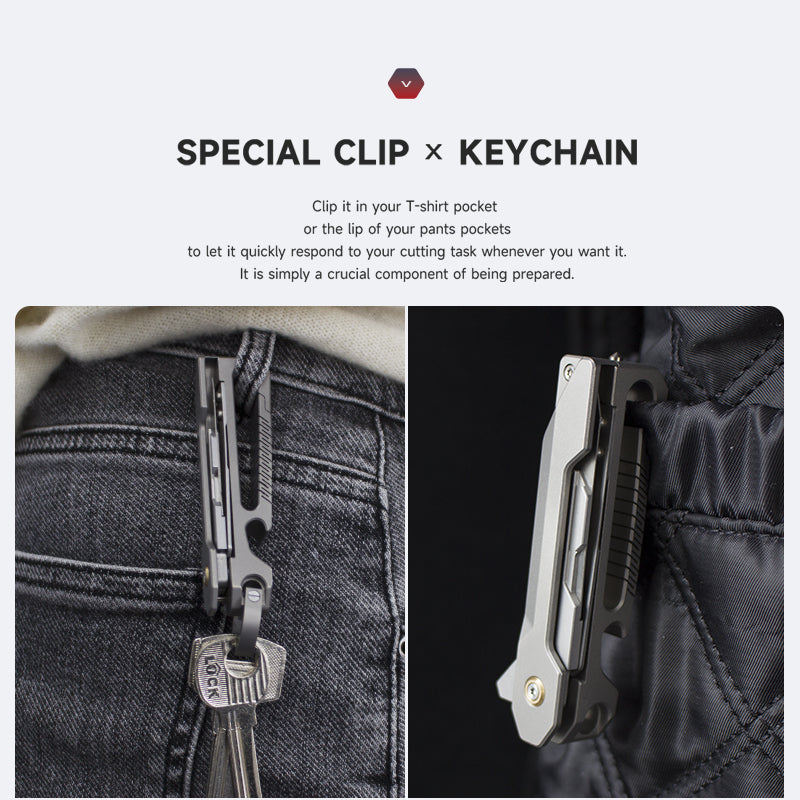 The Bladeclip: Titanium Pocket Knife+Quick Release Keychain