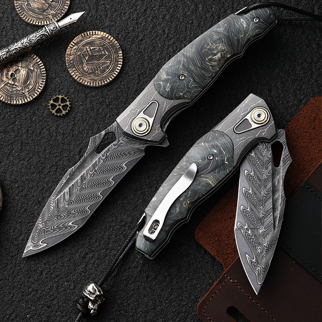 Obsidian Edge - Damascus Steel Folding Knife
