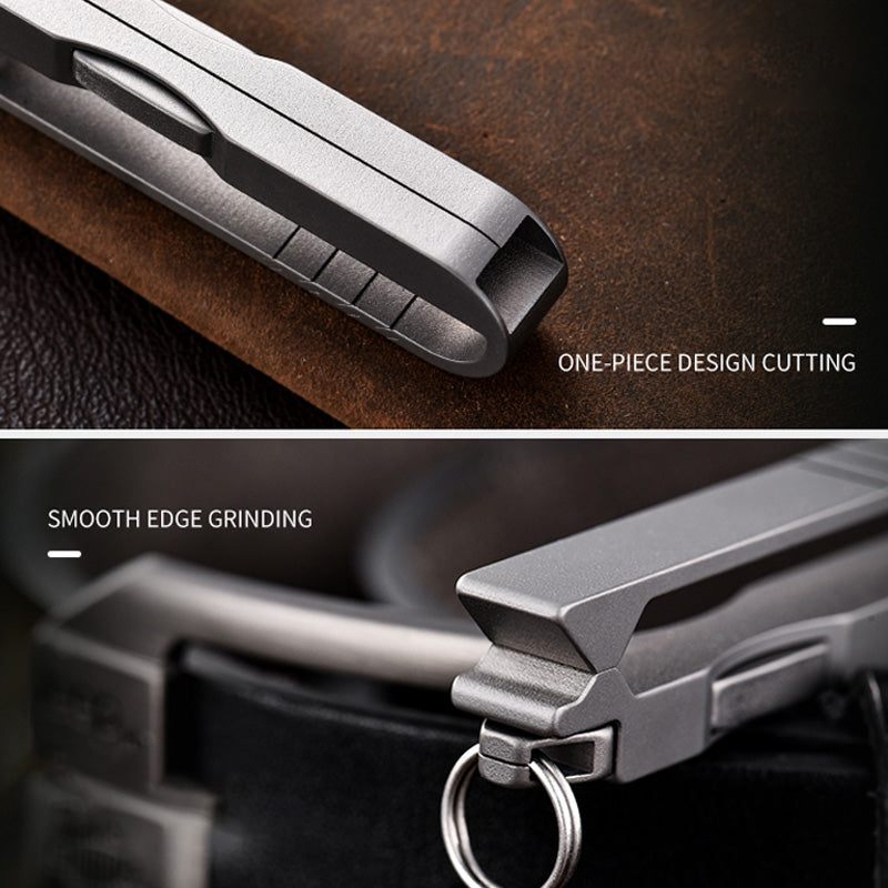 Quick-Release Titanium Keychain Clip with Tweezers