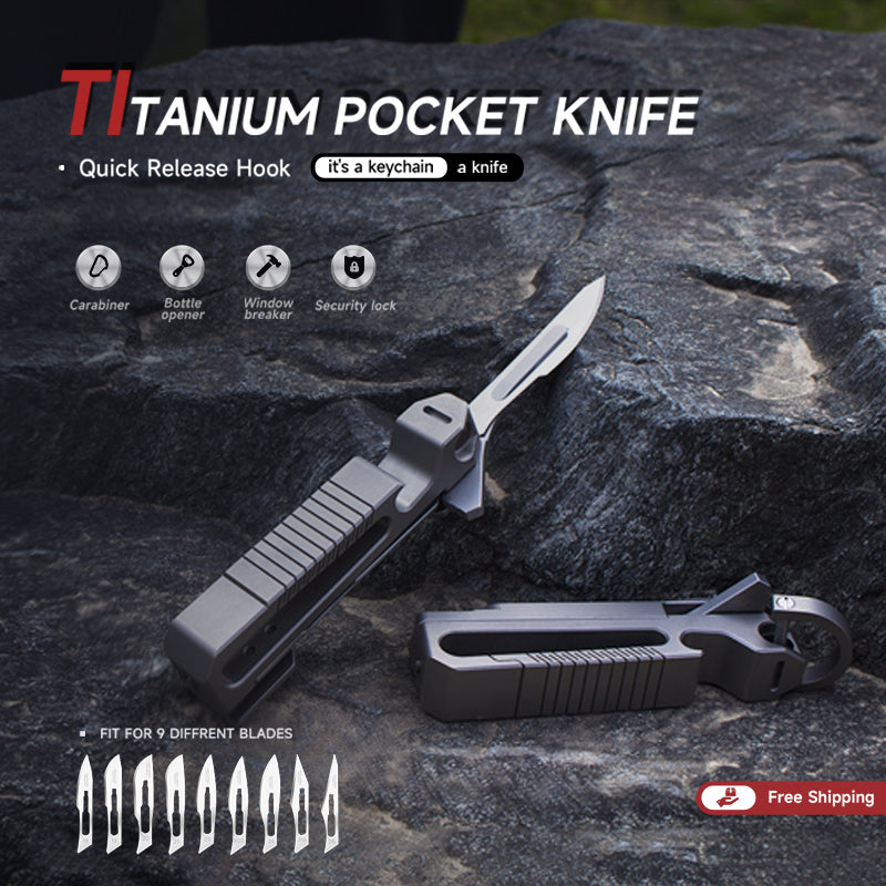 The Bladeclip: Titanium Pocket Knife+Quick Release Keychain