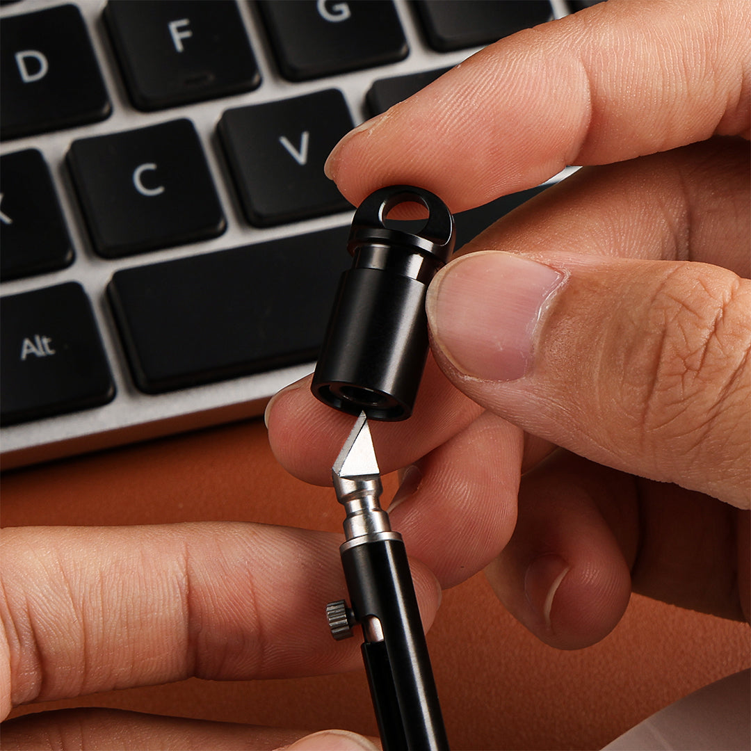 Titanium EDC Keychain Duo – Quick-Release Toothpick & Mini Pen Knife Bundle