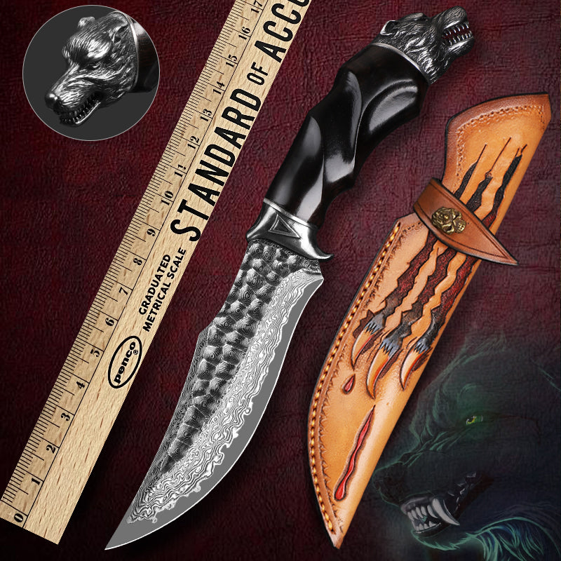 Nightbane Howler – Damascus Steel Fixed blade hunting knife
