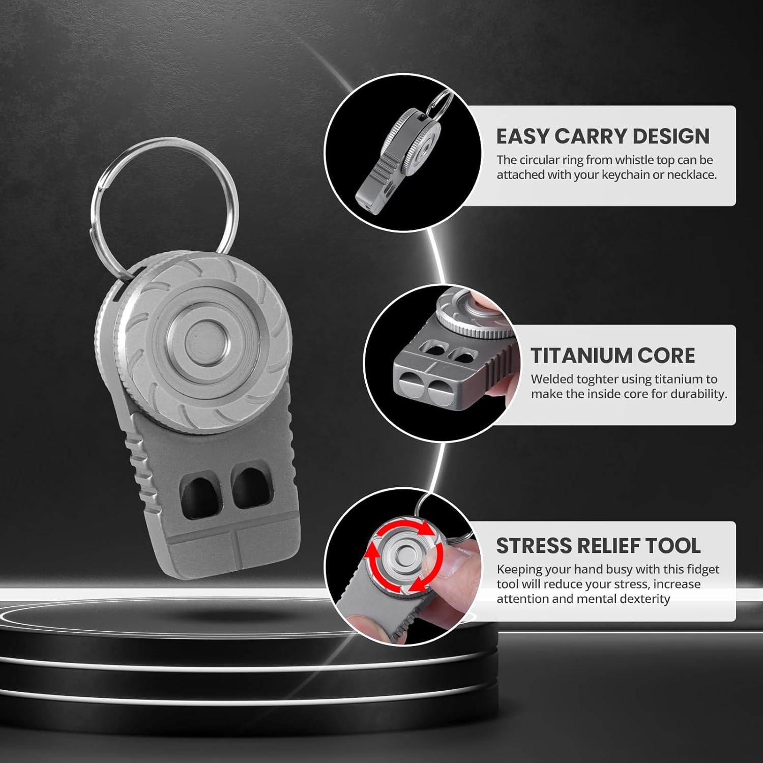 SonicSpinner：Titanium Emergency Whistle with Fidget Slider