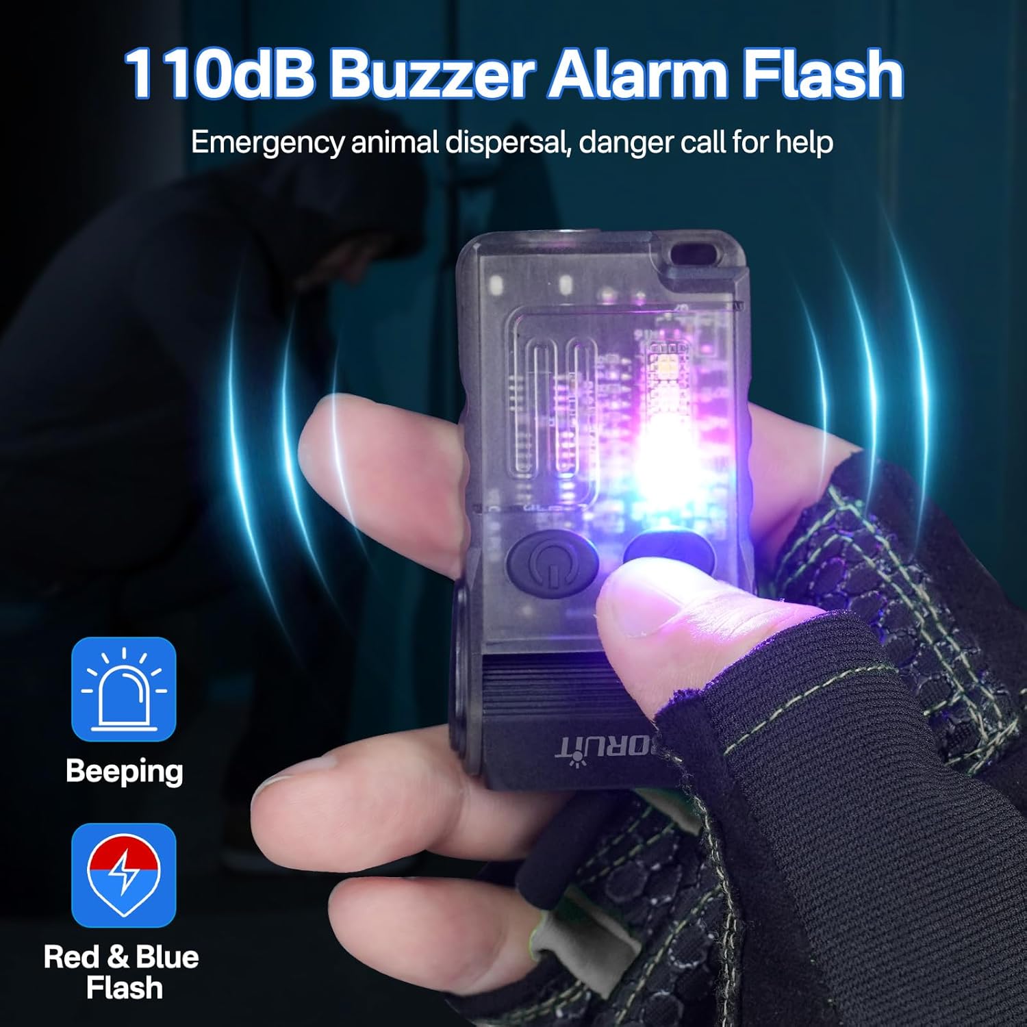 AlertGlow Guardian : Mini Pocket Keychain Flash Light