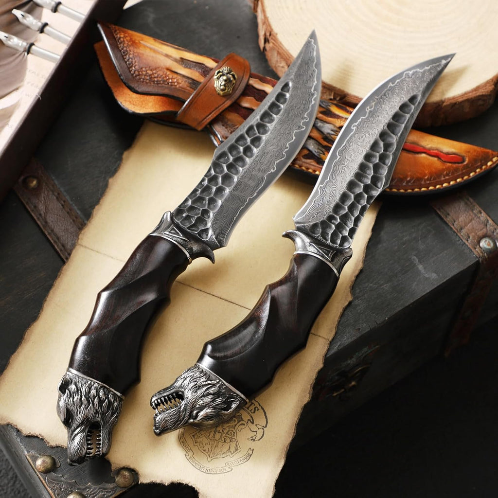 Nightbane Howler – Damascus Steel Fixed blade hunting knife