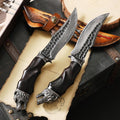 Nightbane Howler – Damascus Steel Fixed blade hunting knife