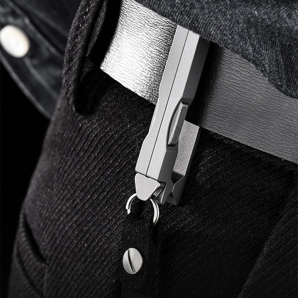 Quick-Release Titanium Keychain Clip with Tweezers