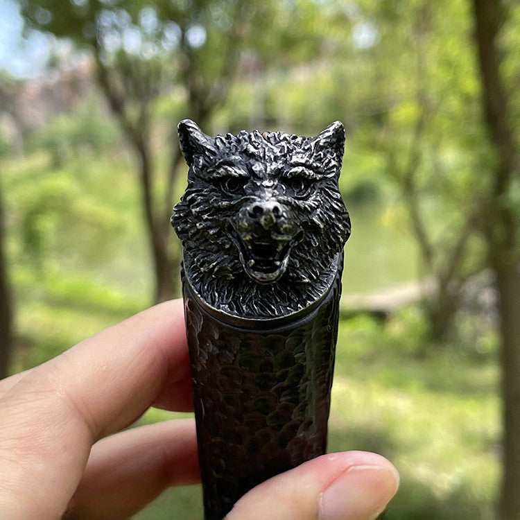 WolfSoul Damascus Knife — VG10 Core, Ebony Handle, Hand-Carved Collectible Blade