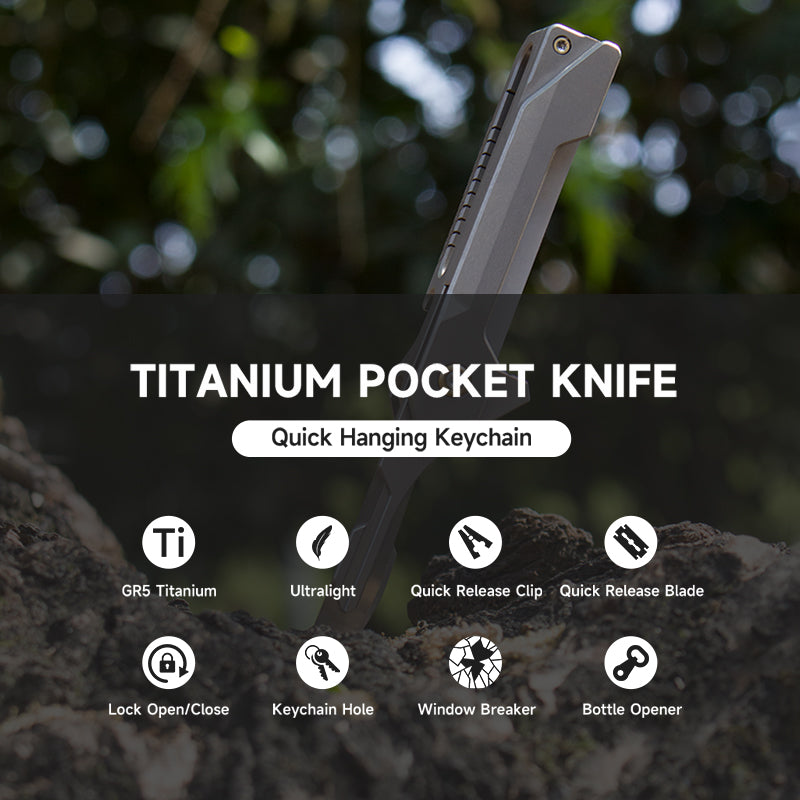 The Bladeclip: Titanium Pocket Knife+Quick Release Keychain