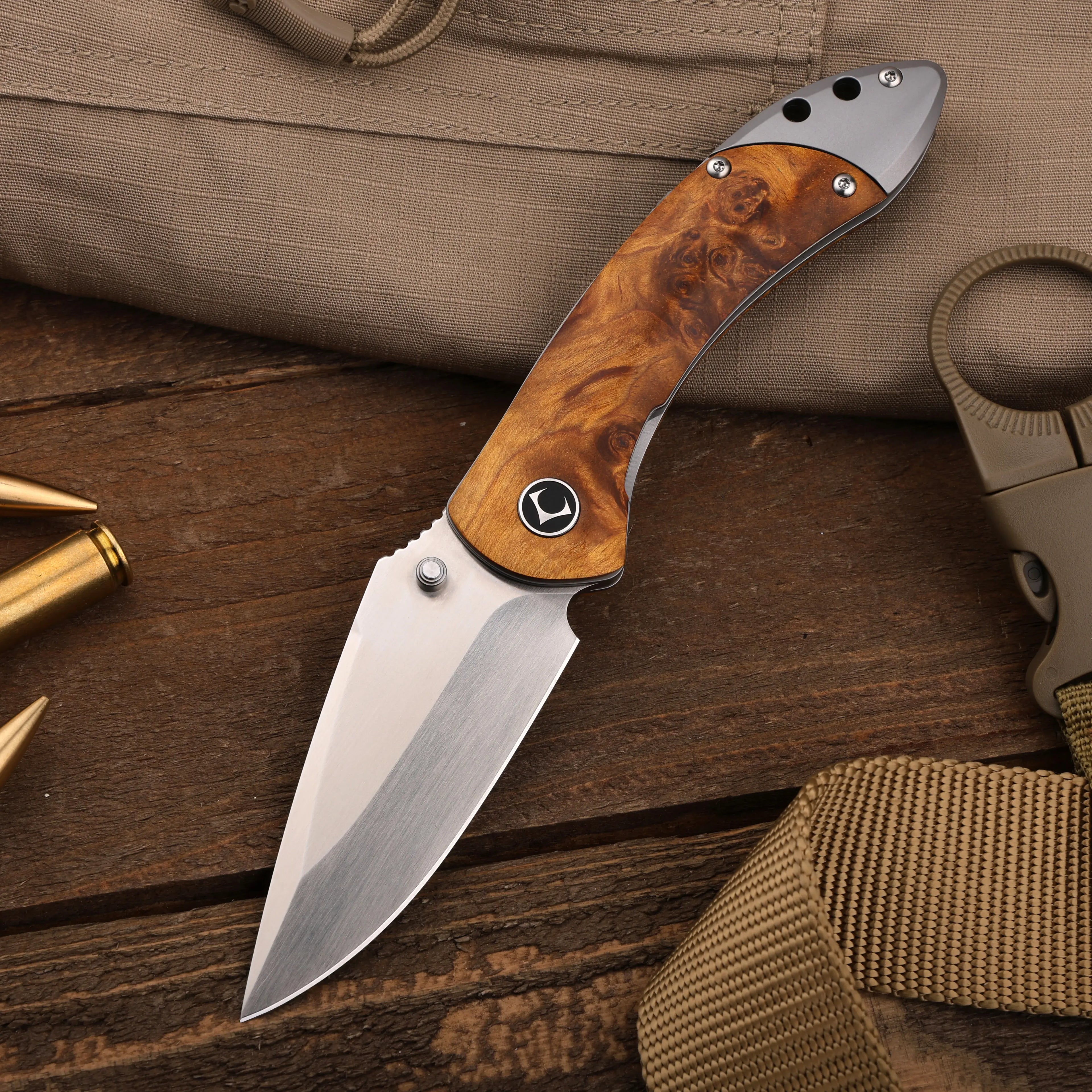 Enchantress | VG10 Stabilized Wood & Titanium EDC Folding Knife