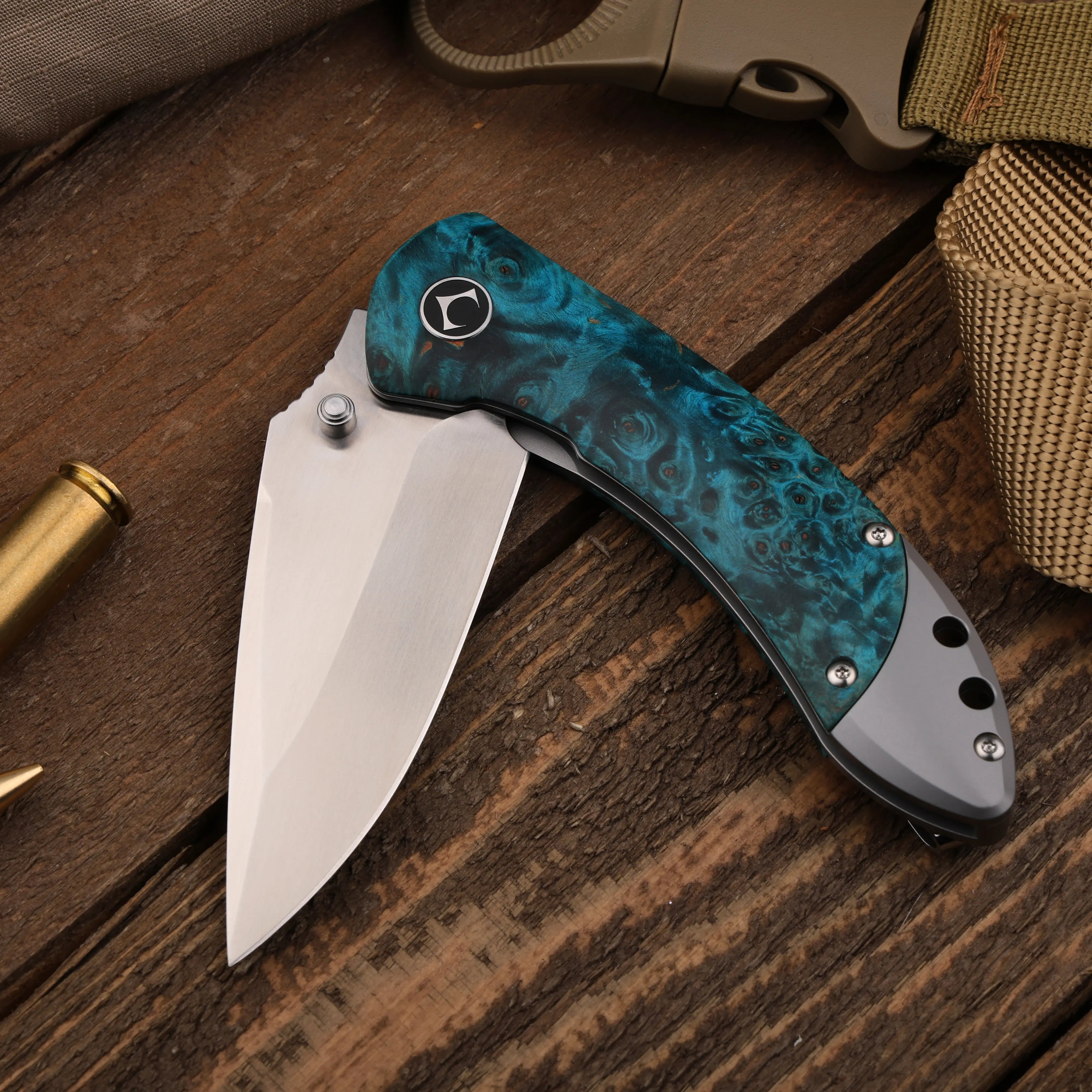 Enchantress | VG10 Stabilized Wood & Titanium EDC Folding Knife