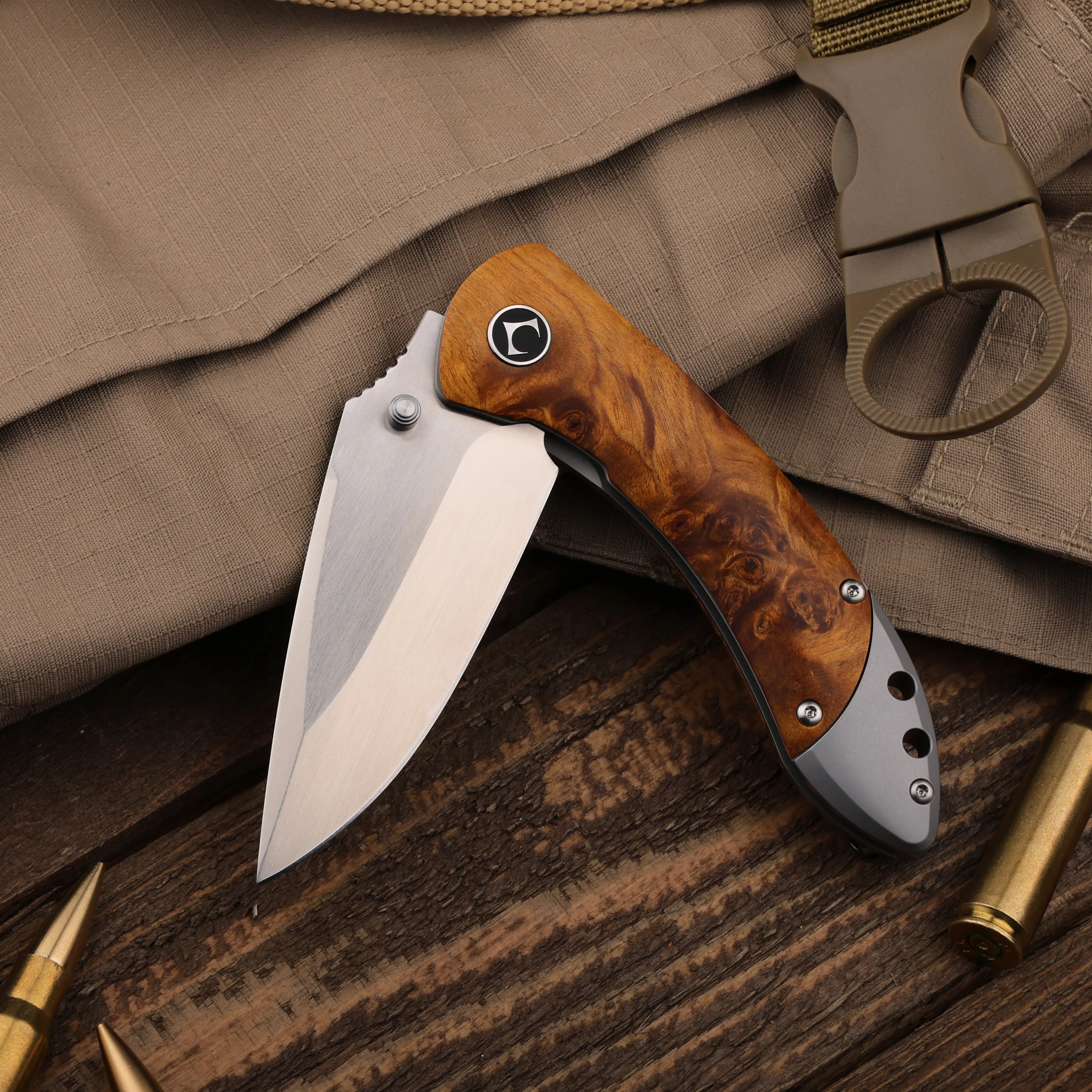 Enchantress | VG10 Stabilized Wood & Titanium EDC Folding Knife