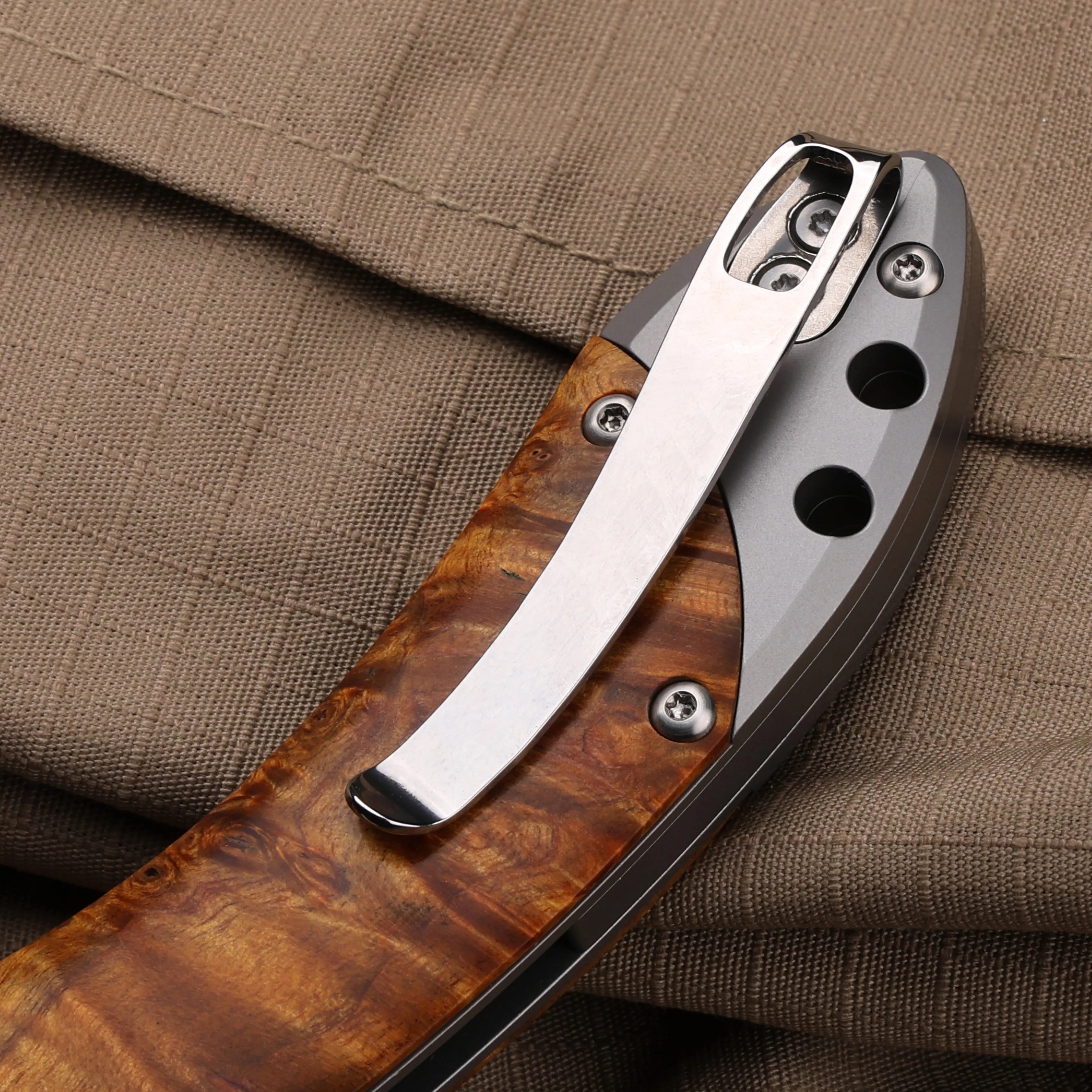 Enchantress | VG10 Stabilized Wood & Titanium EDC Folding Knife