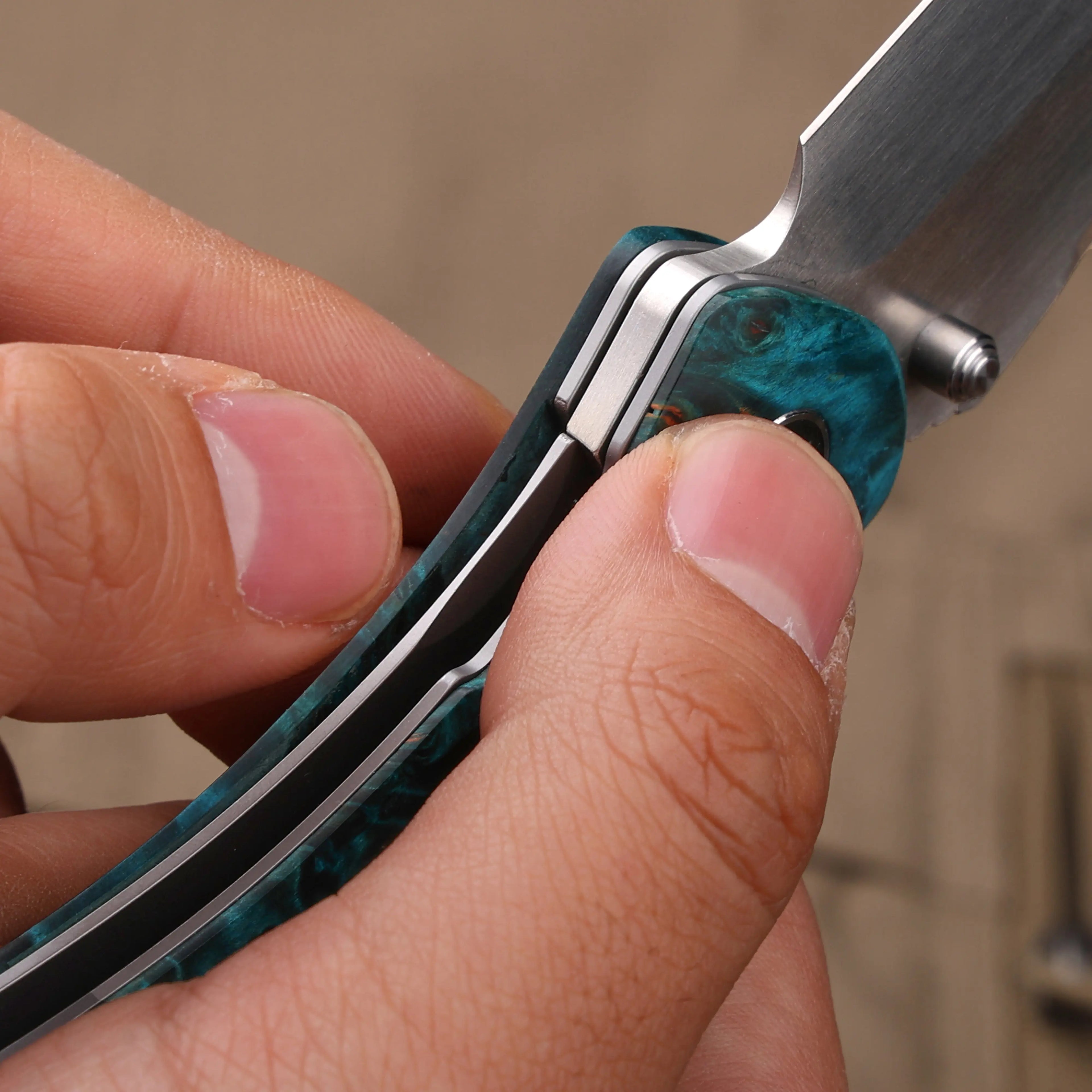 Enchantress | VG10 Stabilized Wood & Titanium EDC Folding Knife