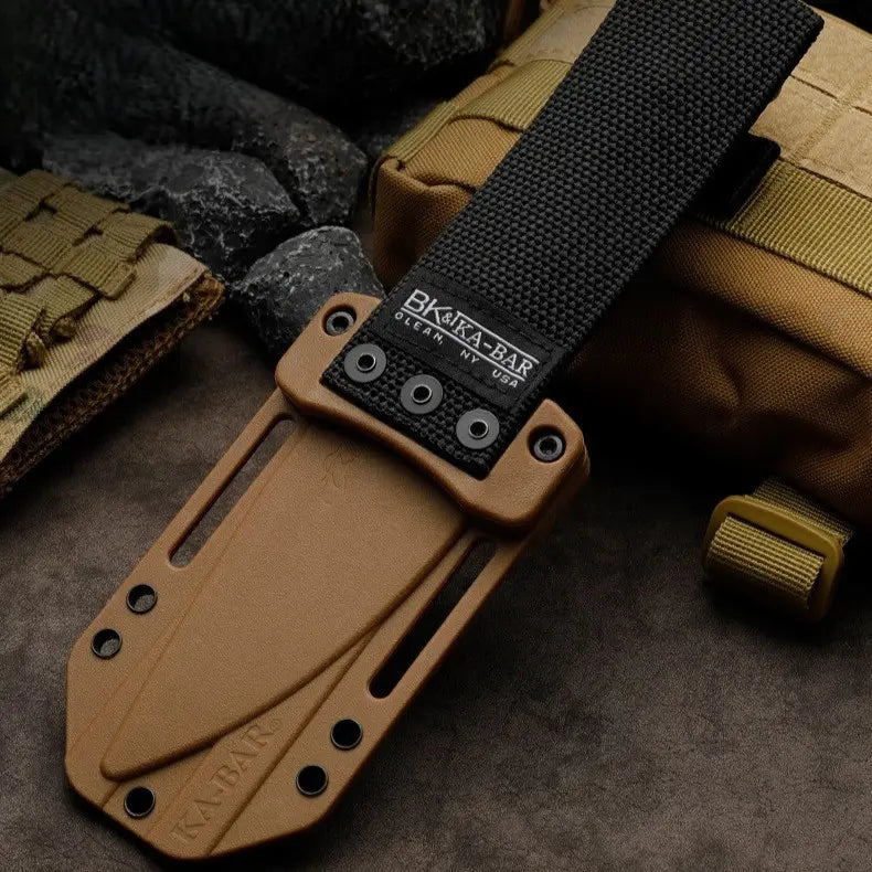 Vanguard: 5mm Thick Heavy-Duty Tactical Fixed Blade | Non-Slip Polymer Grip & Quick-Mount Sheath