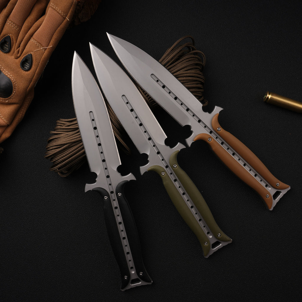 Forged Dawn:Unique Design Integral 4Cr13 Steel EDC Knife with K-Sheath