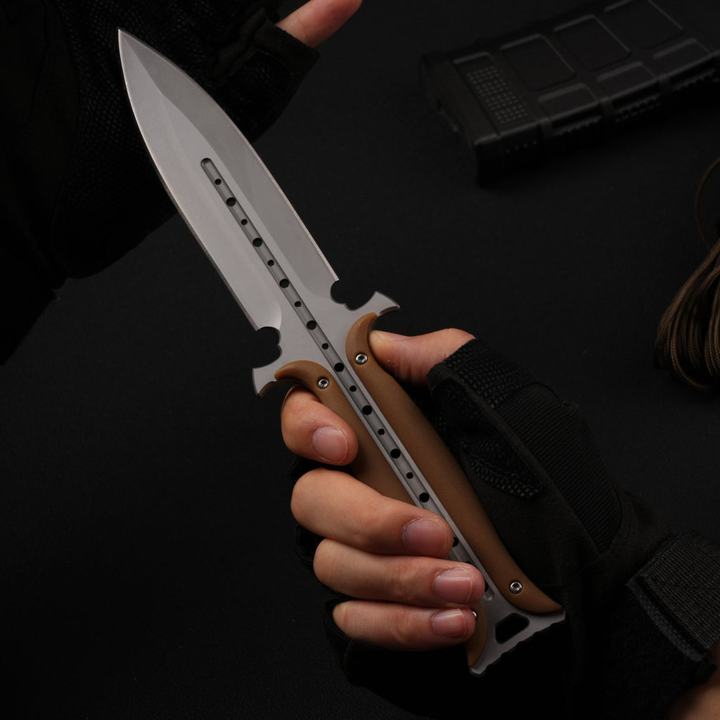 Forged Dawn:Unique Design Integral 4Cr13 Steel EDC Knife with K-Sheath