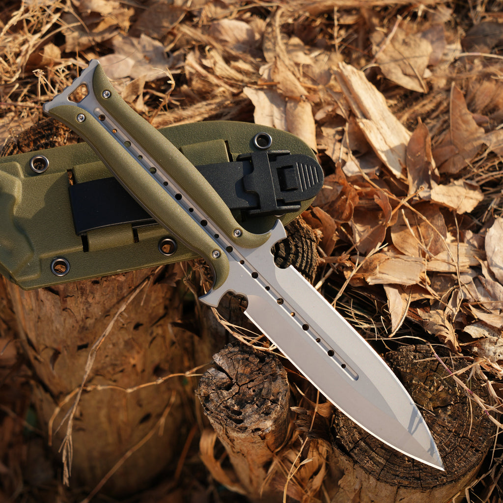 Forged Dawn:Unique Design Integral 4Cr13 Steel EDC Knife with K-Sheath