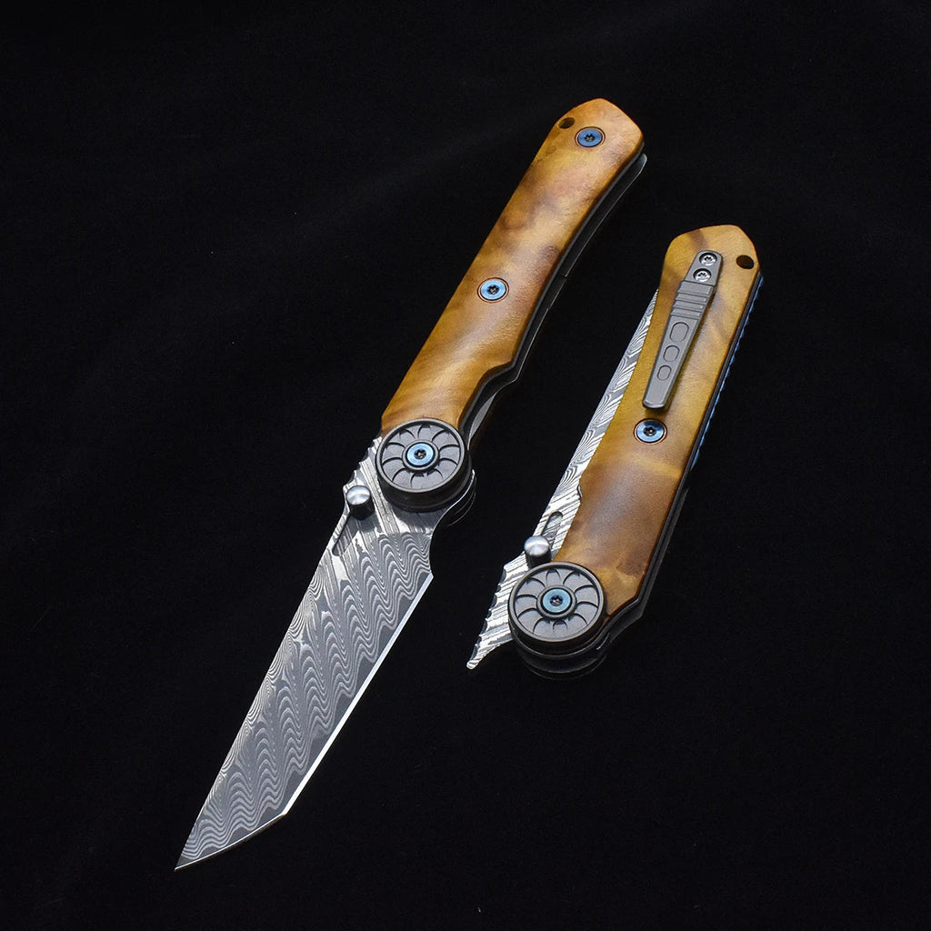 SolarFlame - Damascus EDC Folding Knife